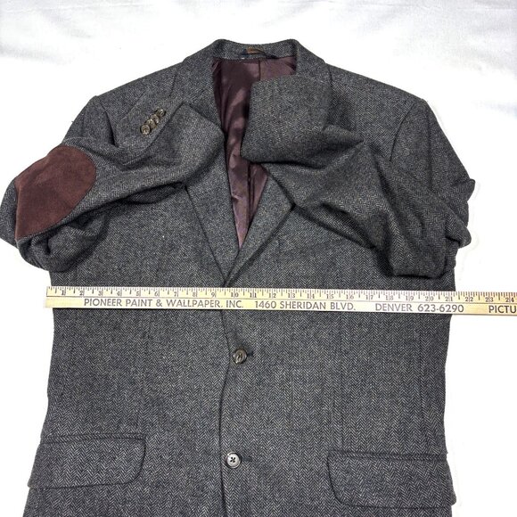 Banana Republic Wool Blend Tweed Herringbone Blazer Sport Coat w/Elbow Patch 44R - Picture 12 of 15